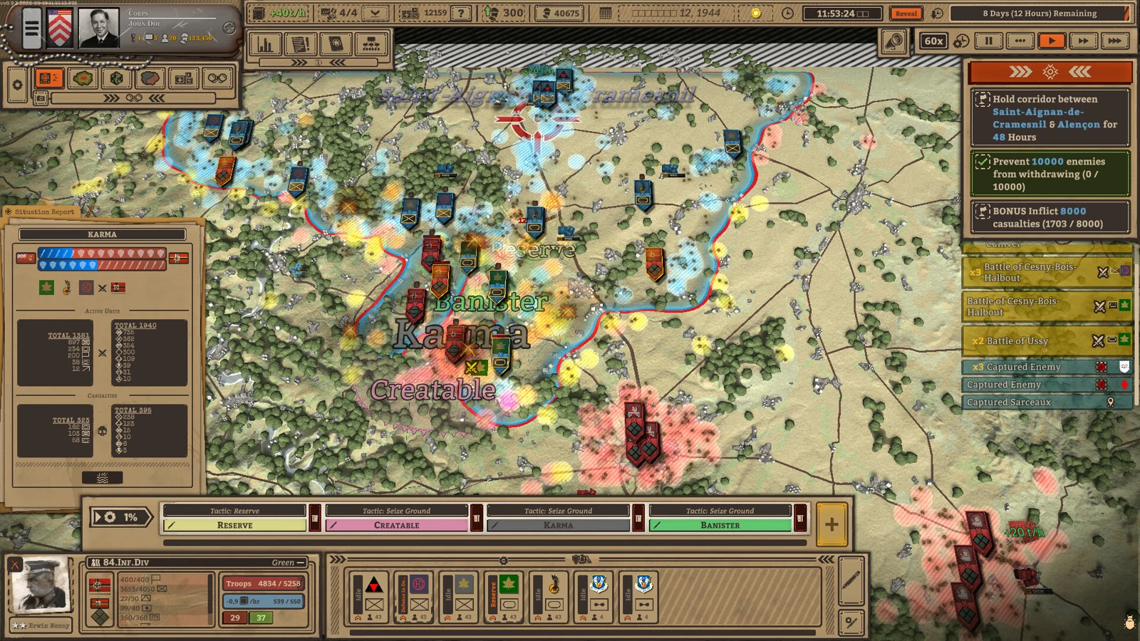 Battleplan tactical map with infantry and supporting formations